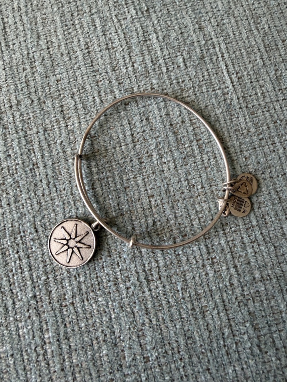 Alex & Ani Silver Tone Star of Venus Charm Bangle Bracelet